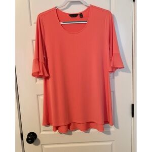 Susan Graver Scoop Neck Top with Chiffon Ruffle